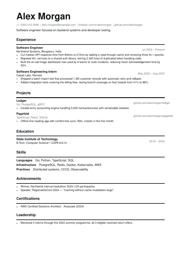 Swiss resume template