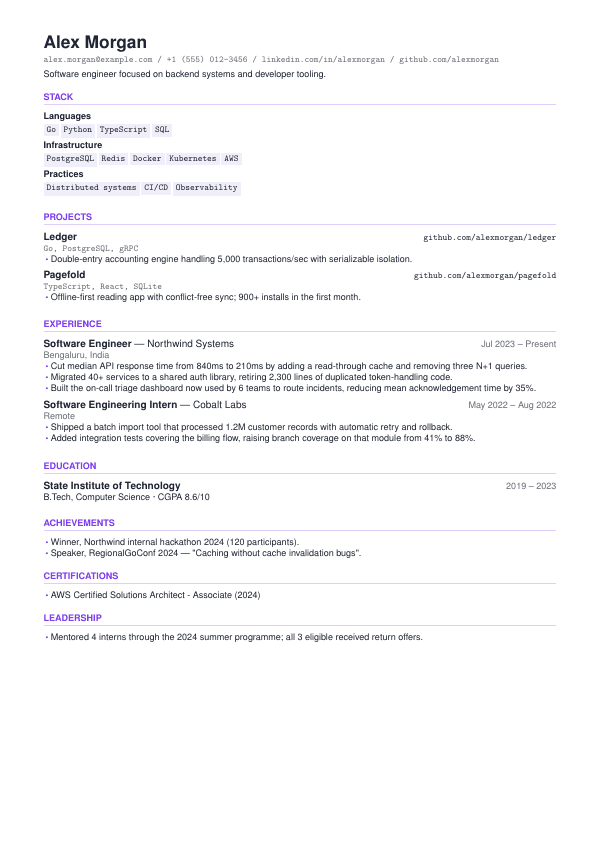Technical resume template